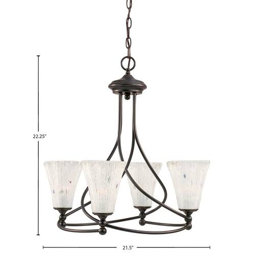 Royale 4-Light Dark Granite Chandelier, Round Chandelier with 5.5 in. Frosted Crystal Glass Shades, No bulbs included Lighting