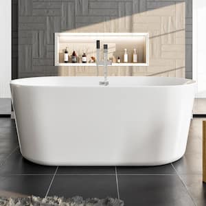 Tiffany 67 in. Acrylic Flatbottom Freestanding Bathtub in White