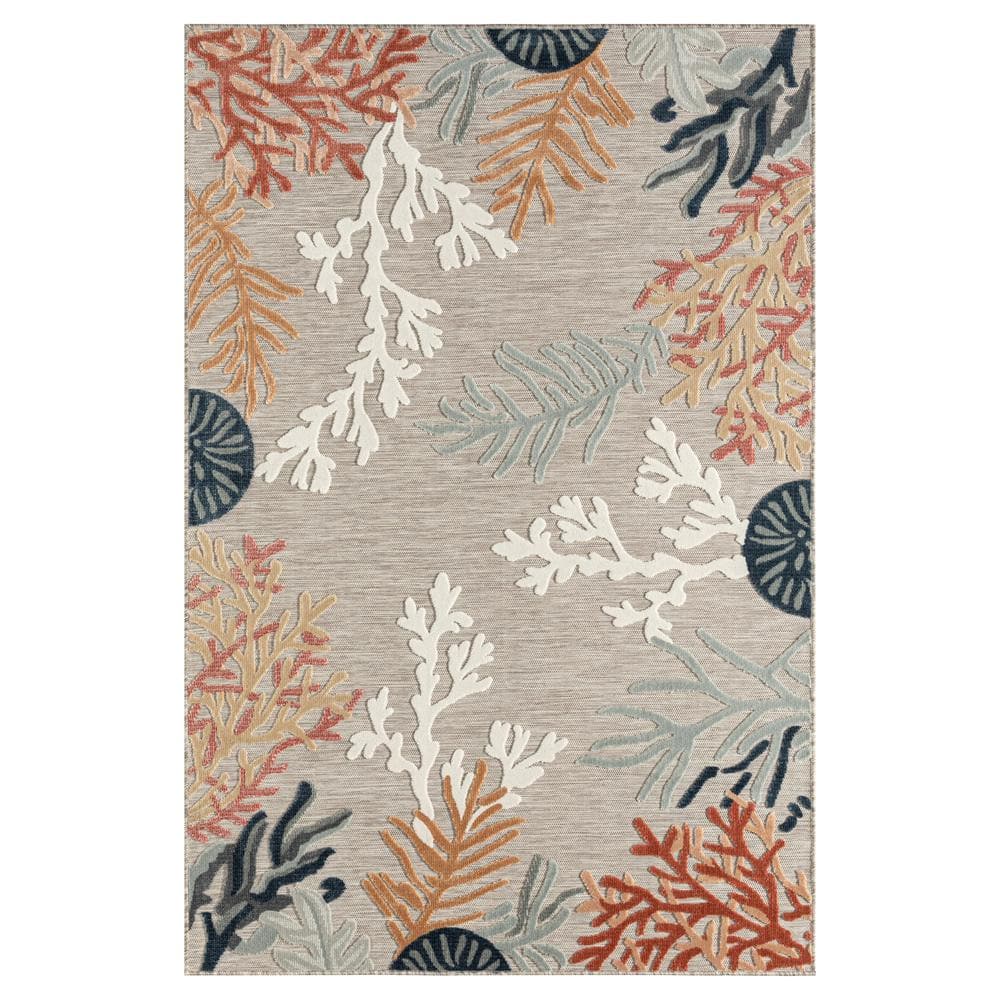 Venona Coastal Gray Taupe 5 ft. x 7 ft. Coral Reef Hi-Low Polypropylene Ind