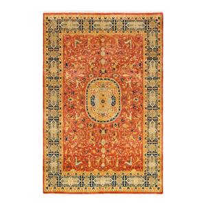 Mogul One-of-a-Kind Traditional Orange 6 ft. 0 in. x 9 ft. 0 in. Oriental Area Rug