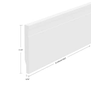 Baseboard-Prepainted Waterproof 5-1/4 in. H x 9/16 in. W x 8 ft. L 100%Recycled EPS CoreComposite WhiteNEO StyleMoulding