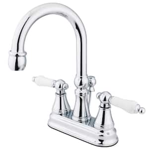 Governor 4 in. Centerset 2-Handle Bathroom Faucet with Brass Pop-Up in Polished Chrome