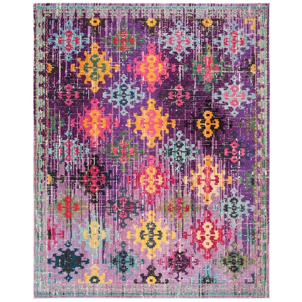 SAFAVIEH Monaco Purple/Multi 8 ft. x 10 ft. Border Area Rug