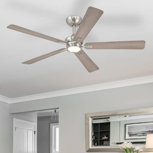 Rossby 52 in. Indoor Brushed Nickel Transitional Ceiling Fan with Integrated 3000K LED with Remote Control Included