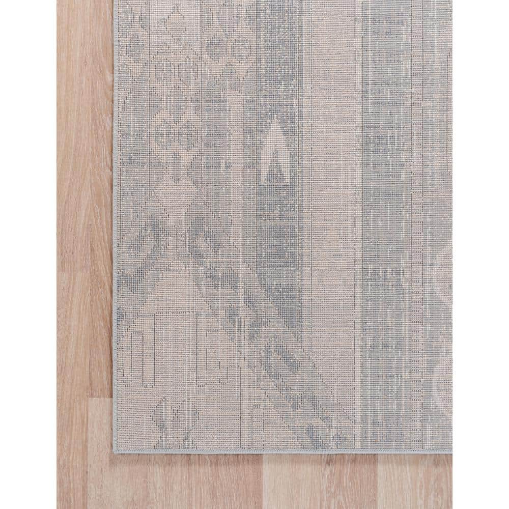 Navy Blue Geometric Synthetic 10' x 14' Rug