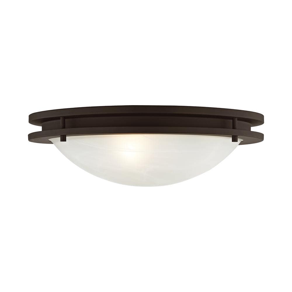 Ariel Art Deco-Inspired Bronze 3-Light Flush Mount with White Alabaster Glass