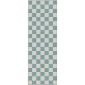 Green 2 ft. x 5 ft. Runner Flat-Weave Apollo Square Modern Geometric Boxes Area Rug