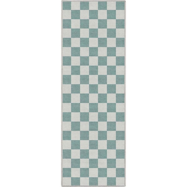 Well Woven Green 2 ft. x 5 ft. Runner Flat-Weave Apollo Square Modern Geometric Boxes Area Rug