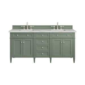 Brittany 72.0 in. W x 23.5 in. D x 33.8 in. H Single Bathroom Vanity in Smokey Celadon with Victorian Silver Quartz Top