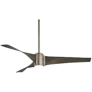 Triple 60 in. Integrated LED Vintage Iron with Urban Walnut Indoor Ceiling Fan with Light and Remote Control
