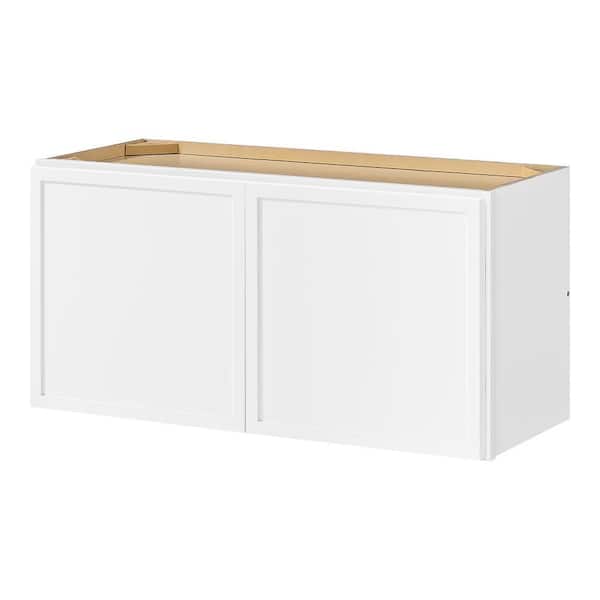Leyton 30 in. W x 12 in. D x 15 in. H Ready to Assemble Plywood Slim Shaker Wall Bridge Kitchen Cabinet in Alpine White