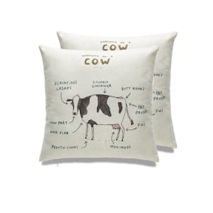 Black and White Color Farmhouse animals 18 in. x 18 in. Throw Pillow (Set of 2)
