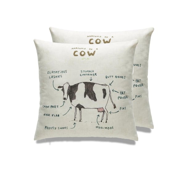 Peterson Artwares Black and White Color Farmhouse animals 18 in. x 18 in. Throw Pillow (Set of 2)