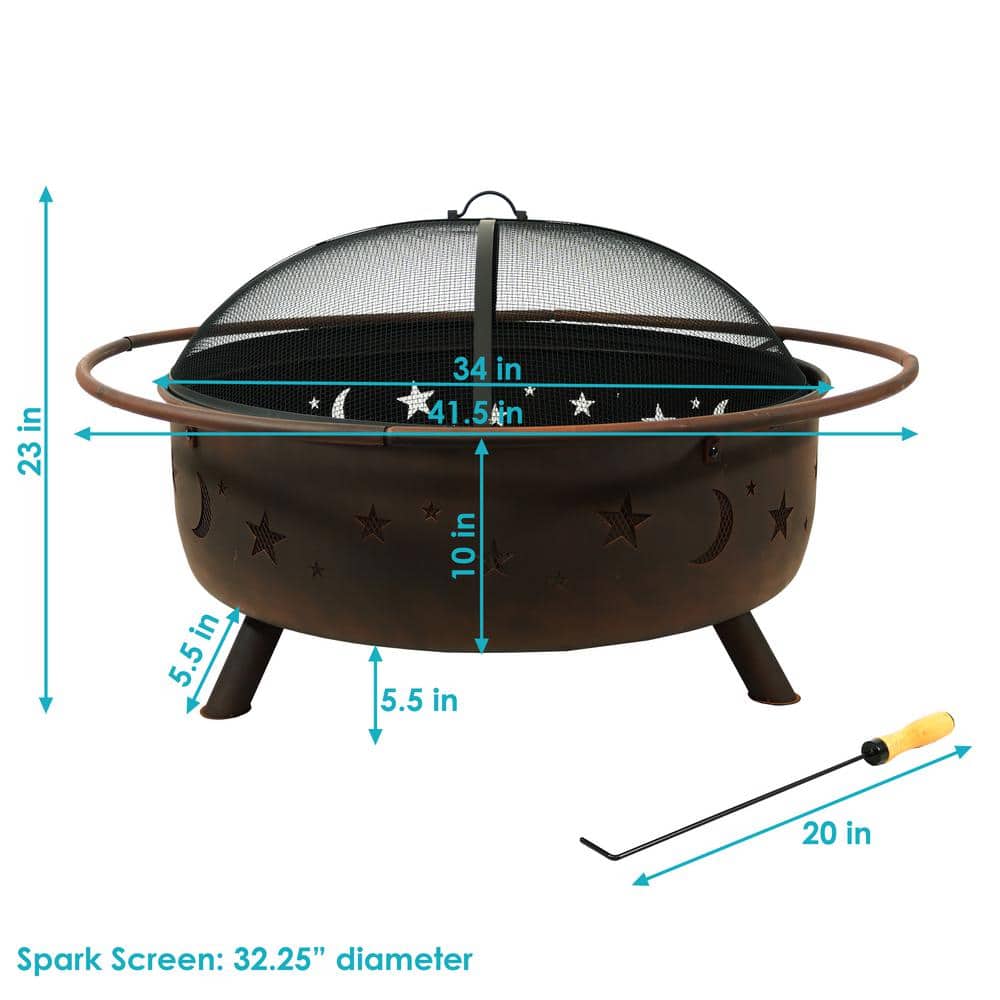 Sunnydaze 42" Bronze Wood-Burning Fire Pit with Spark Screen