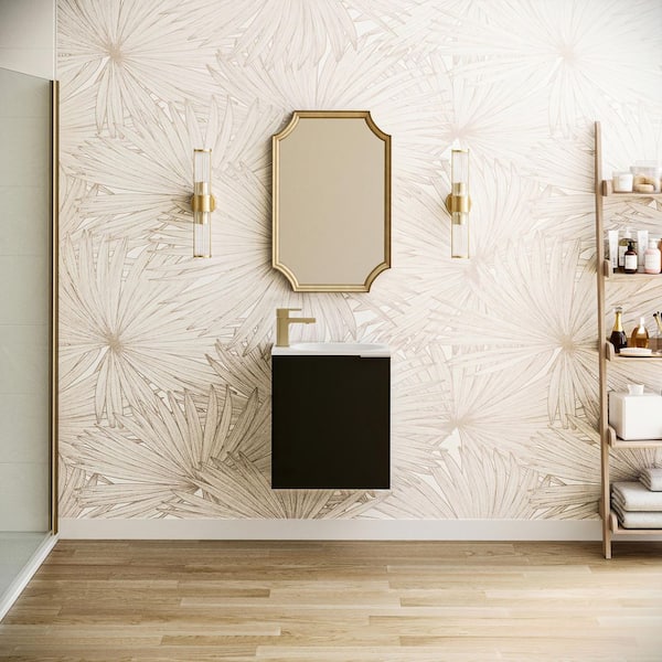 Valencia 20 in. W Wall Hung Bathroom Vanity in Black with Acrylic Vanity Top in White