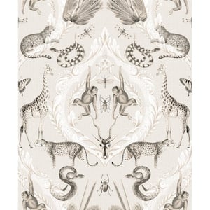 Bazaar Collection Beige / Black Animal Menagerie Damask Non-Woven Non-Pasted Wallpaper Roll (Covers 57 sq.ft.)