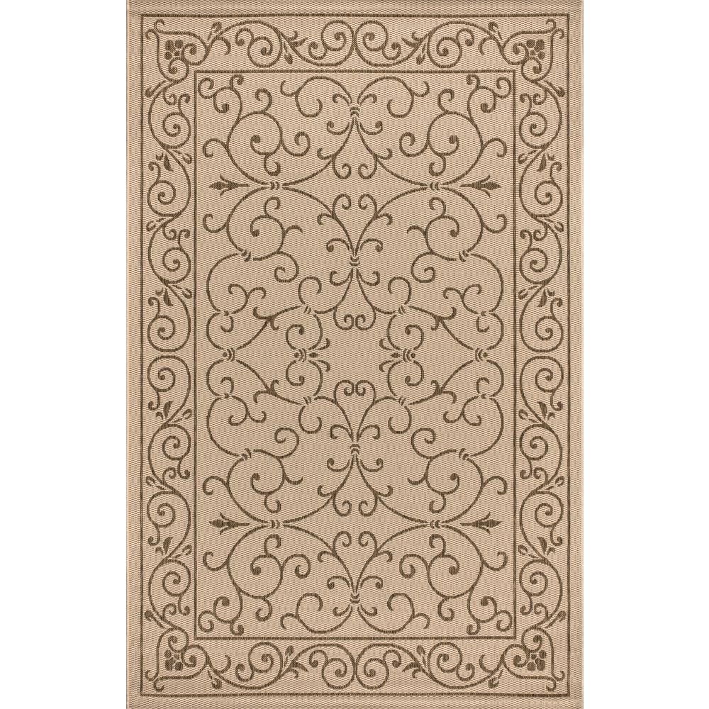 Charleston Vintage Ivory & Brown 9' x 12' Flatweave Outdoor Rug