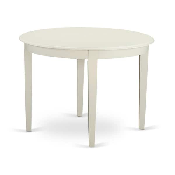 East West Furniture 5-Piece Linen white Solid Wood Top - Button Tufted Dining Room Set - Seats 4
