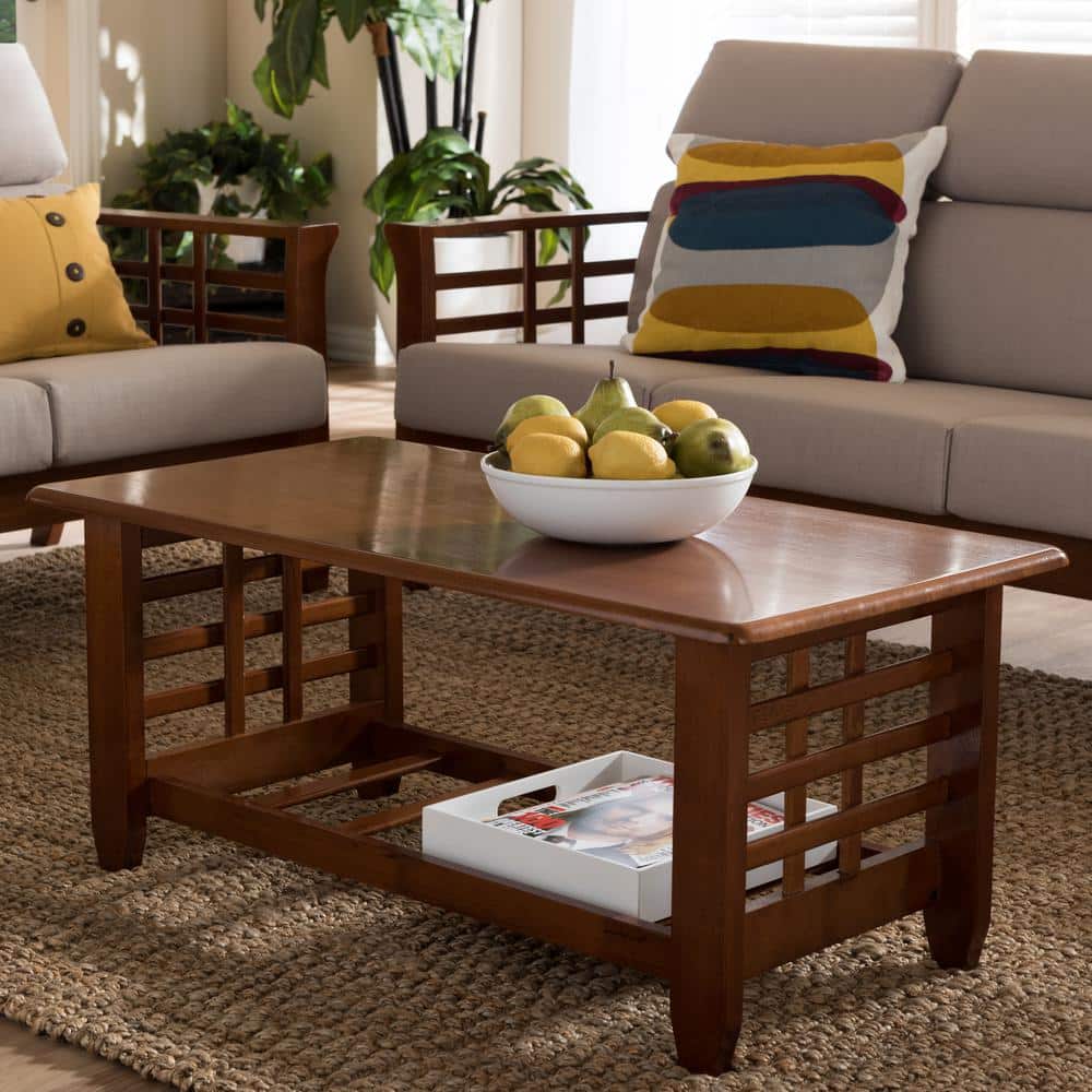 Larissa 21'' Cherry Brown Eco-Friendly Wood Mission Style Coffee Table