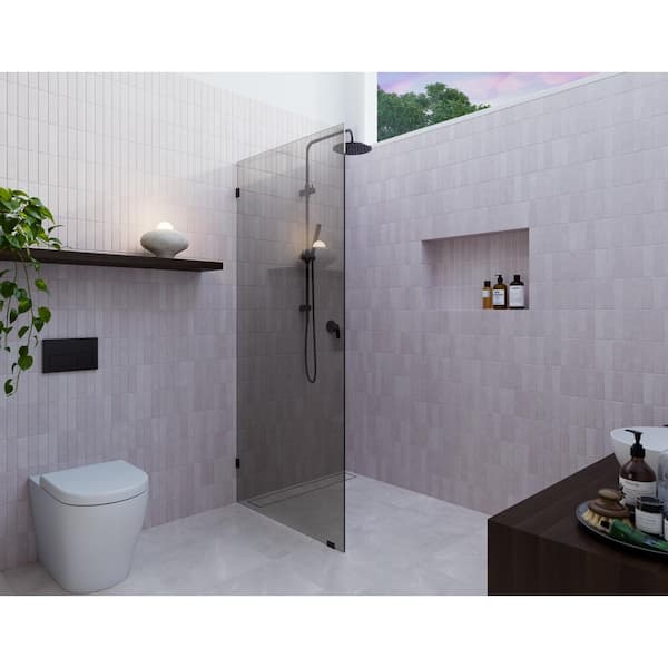 Glass Warehouse Ursa 30 in. W x 78 in. H Single Fixed Panel Frameless Shower Door in Oil Rubbed Bronze without Handle