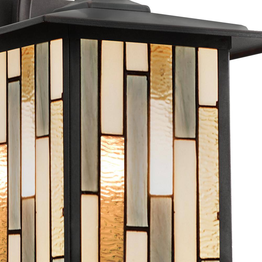 11.75" Bronze Stained Glass Outdoor Wall Lantern Sconce