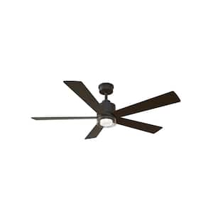 Bynum 52 in. Smart Indoor DC Motor Matte Black Ceiling Fan with Adjustable White LED and Remote Powered by Hubspace
