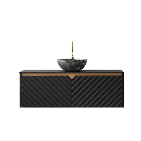 TCYO 48 in. Wall-Mounted Black Bath Vanity with Black Sintered Stone ...