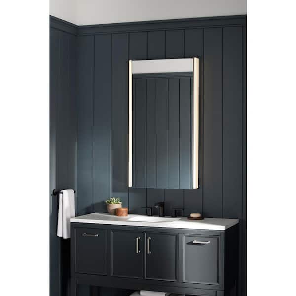 Maxstow 22 in. W x 40 in. H Silver Surface Mount Medicine Cabinet with Lighted Mirror