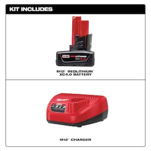 M12 12-Volt Lithium-Ion XC Battery Pack 4.0 Ah and Charger Starter Kit with M12 Portable Power Source
