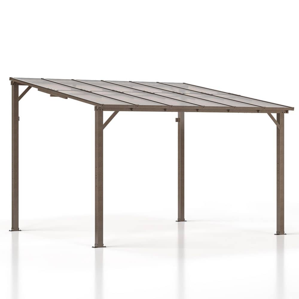 12 ft. W x 10 ft. D Aluminum Frame Wall Mounted Gazebo with Lean-To Awnings