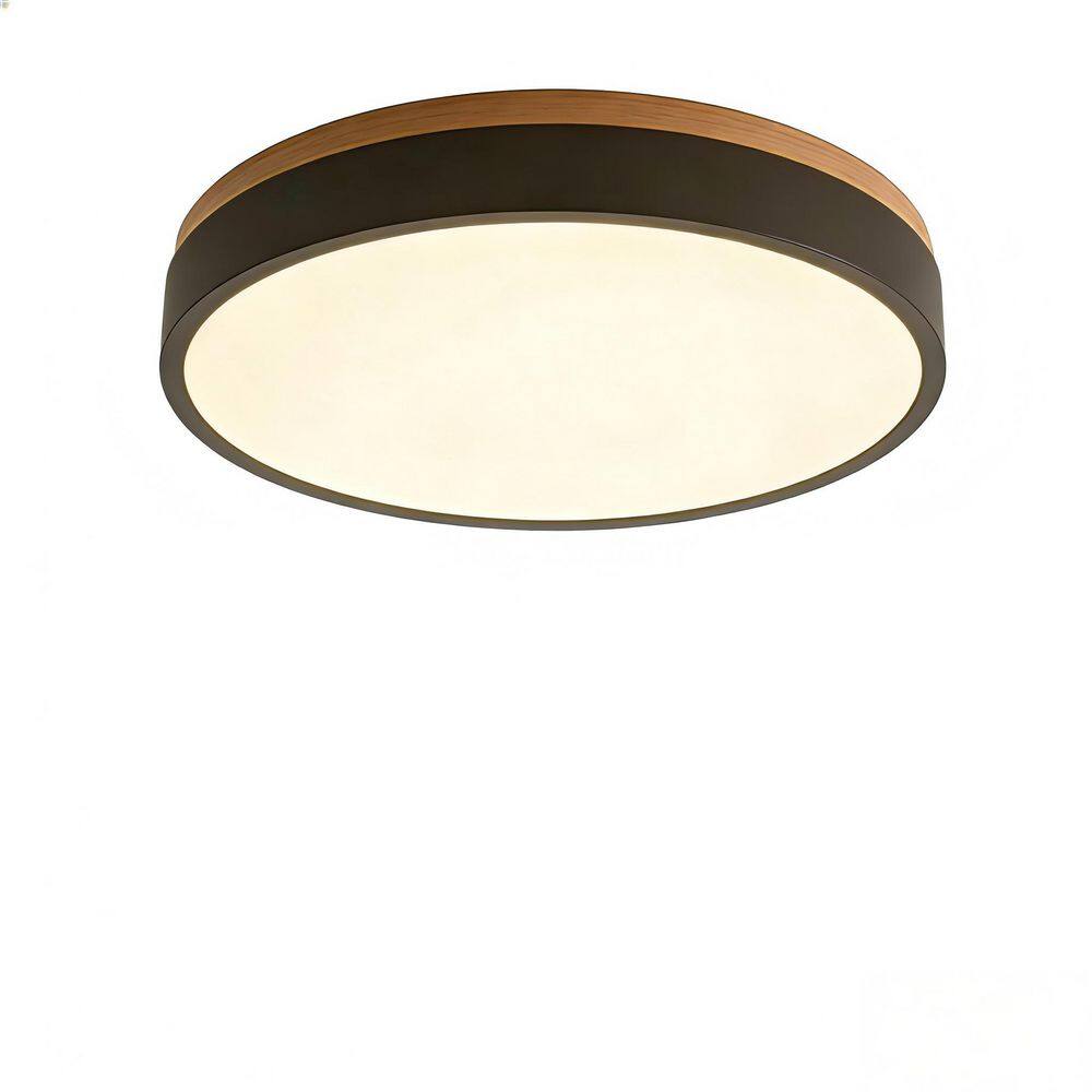 Binze 11.8 in. Black Circle Dimmable Integrated LED Semi-Flush Mount price history on PriceWatchPro