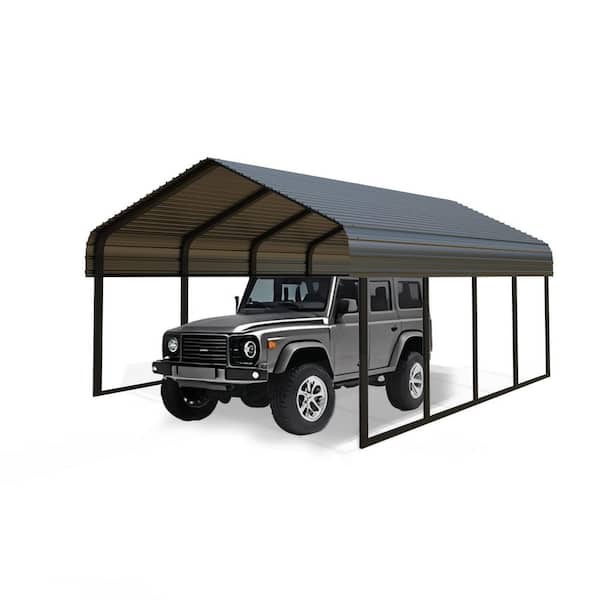 10 ft. W x 20 ft. D All-Weather Use Gray Heavy Duty Rust-resistant Carport with Steel Frame and Galvanized Metal Roof