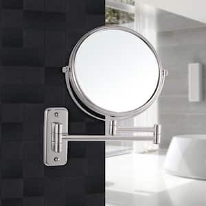 Glimmer 8 in. x 8 in. Wall Mounted 3x Round Makeup Mirror in Satin Nickel Finish
