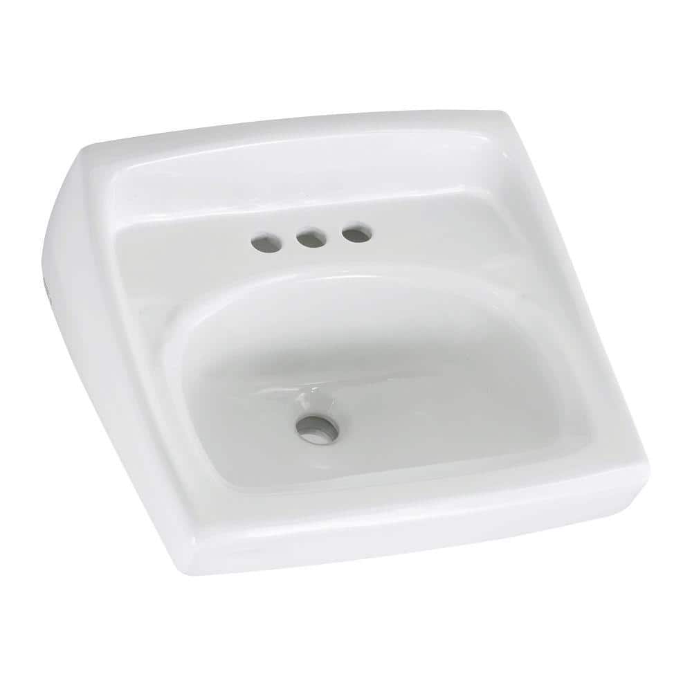 Lucerne Vitreous China Wall Hung Bathroom Sink in White with 4 in. Faucet H