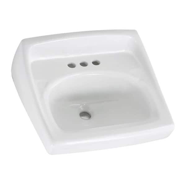 American Standard Lucerne Vitreous China Wall Hung Bathroom Sink in White with 4 in. Faucet Holes and Less Overflow