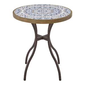 Corinth Round Metal 25 in. Outdoor Bistro Tile Table