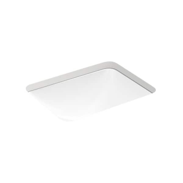 KOHLER Caxton 20-5/16 in. Undermount Rectangular Bathroom Sink with Overflow and Clamp Assembly in White
