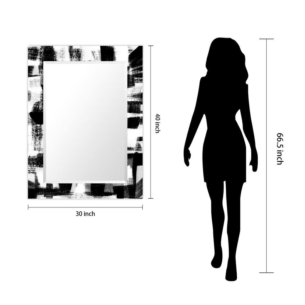 Frameless Rectangular 40" x 30" Black and White Mirror