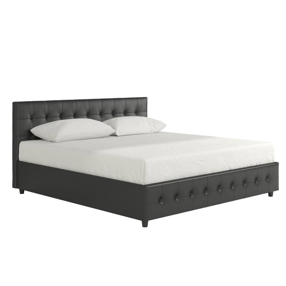 DHP Sherry Black Upholstered Faux Leather King Size Bed DE79431