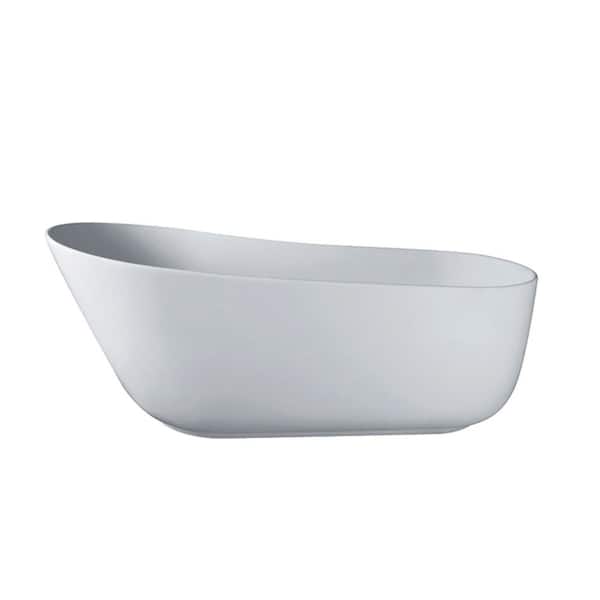 66.59 in. x 31.5 in. Solid Surface Freestanding Soaking Bathtub with Left Drain in Matte White