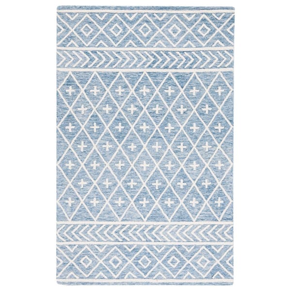 SAFAVIEH Metro Blue/Ivory 8 ft. x 10 ft. Trellis Striped Geometric Area Rug