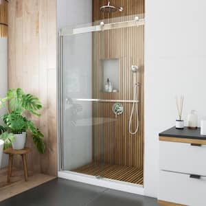 Sapphire 44 in. to 48 in. W x 76 in. H Sliding Semi-Frameless Shower Door in Chrome with Clear Glass