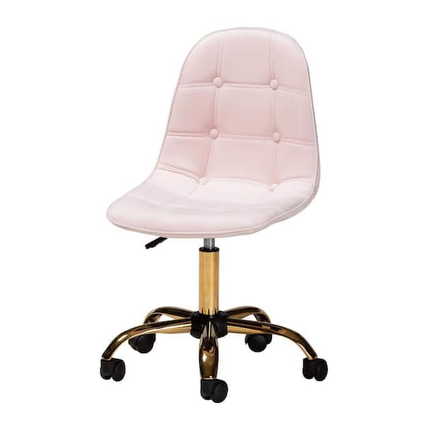 Baxton Studio Kabira Blush Pink and Gold Velvet Fabric Seat Task Chair
