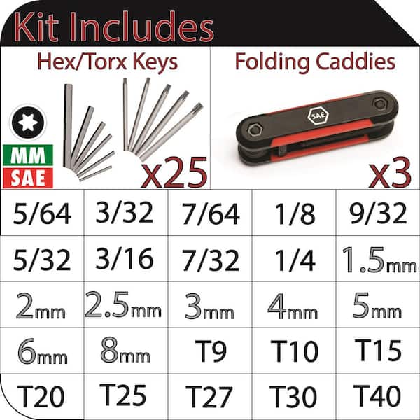 MULWARK 25 pcs Folding Allen Wrench Set | Metric, Standard & Torx - Allen  Key Set Tool | 3 Pack Portable Hex Key Set for All Business and Home