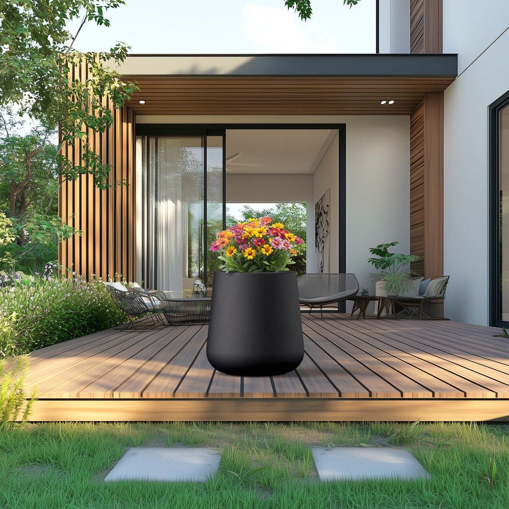 17.5 in. Large Charcoal Black(Enhanced Core) Concrete Round Planter / Pot with Drainage Holes price history on PriceWatchPro