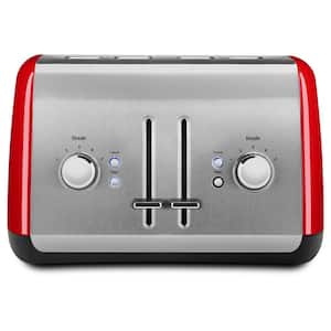 Empire 4-Slice Red Wide Slot Toaster with Crumb Tray