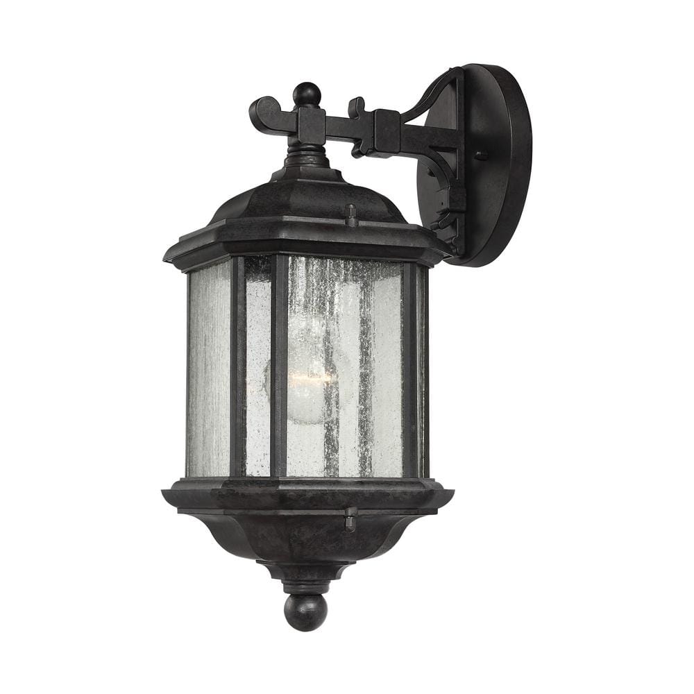 Oxford Bronze Dimmable Outdoor Sconce with Clear Seeded Glass