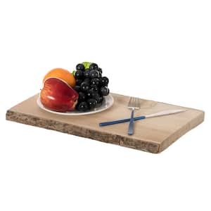 16 in. Rustic Natural Tree Log Wooden Rectangular Shape Serving Tray Cutting Board
