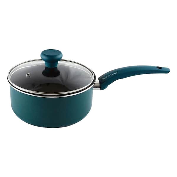 Taste of Home 3 qt. Aluminum Nonstick Sauce Pan in Sea Green with Lid