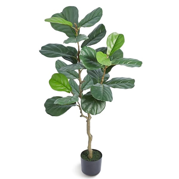 VEVOR 4 ft. Artificial Fiddle Leaf Fig Tree Secure PE Material and Anti-Tip Tilt Protection Low-Maintenance Faux Plant